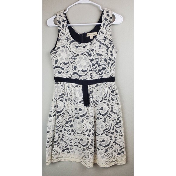 Monteau Women's Small Dress Black W/ White Lace Overlay - Picture 1 of 8